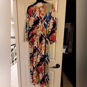 NY Colkection Woman wide leg jumpsuit V neck with 3/4 sleeves sz 2X